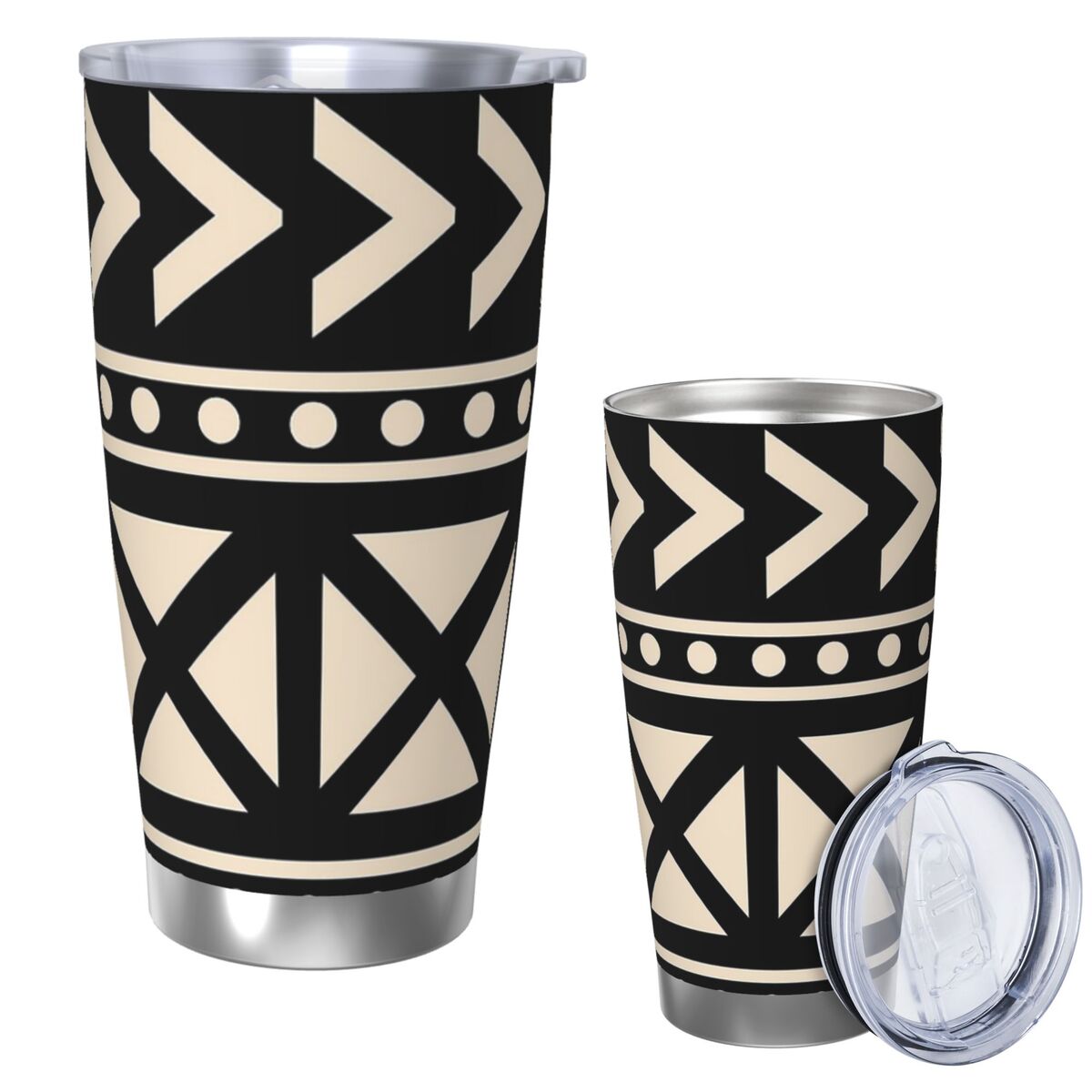 Tumbler 20Oz White - โคลนแอฟริกันผ้าสีดําและสีขาวยอดนิยมแก้วสแตนเลสสูญญากาศฉนวนแก้วความร้อนเย็นถ้วยหลอดพร้อมฝาปิด 20 ออนซ์