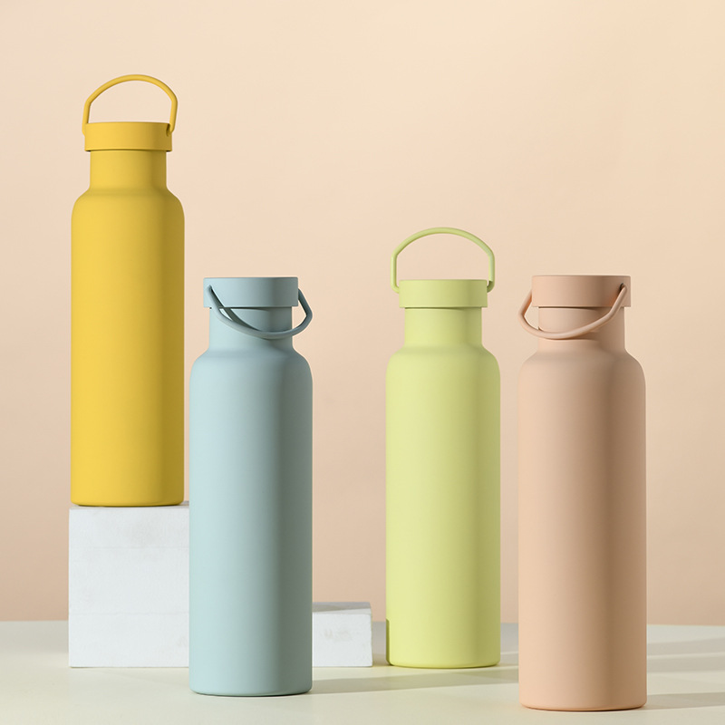 Water Bottle Blank - กระติกน้ำสุญญากาศสแตนเลสสองชั้นขนาด 600 มล. พร้อมหูหิ้ว สำหรับรถยนต์ ตั้งแคมป์