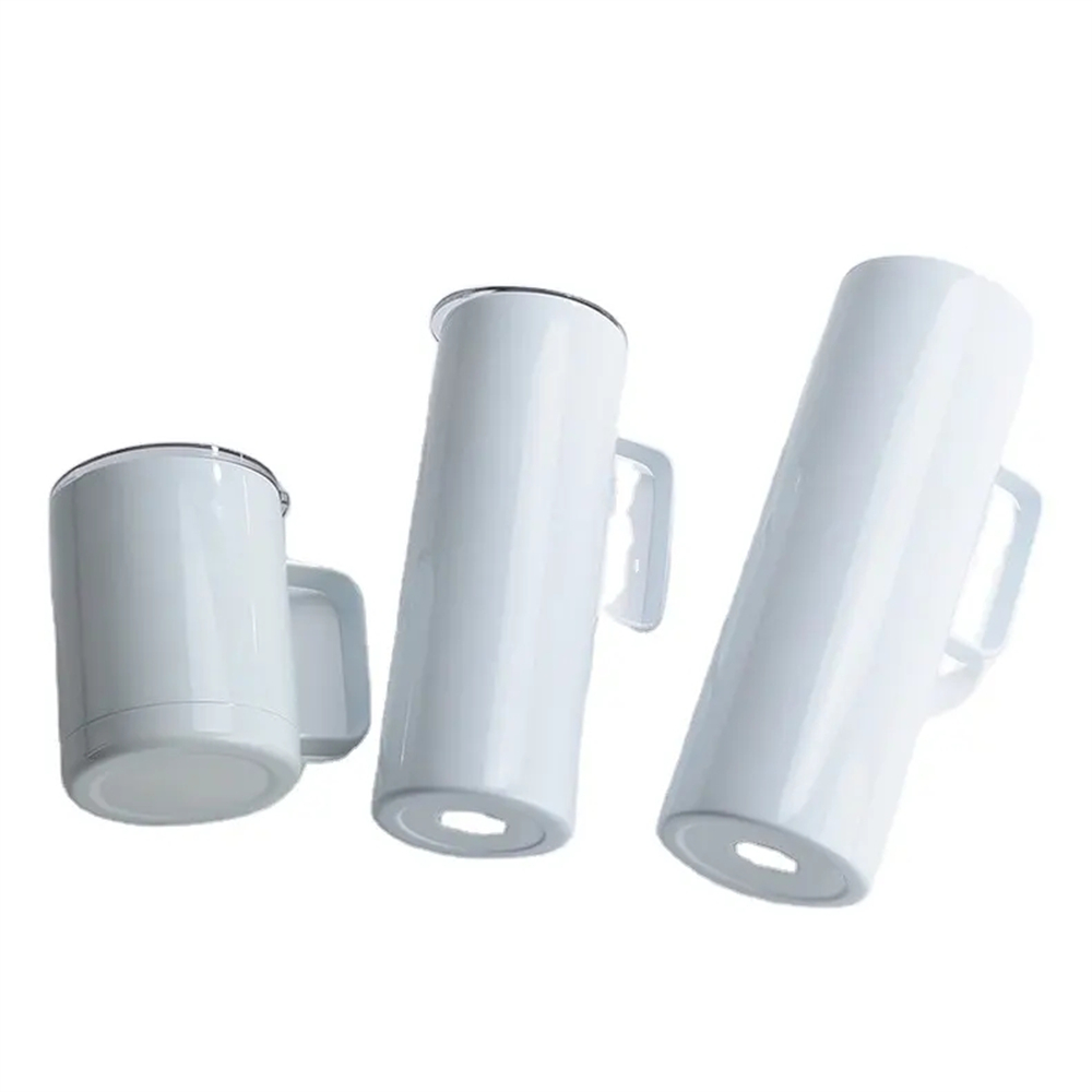 Water Bottle Blank - ระเหิดความร้อนเปล่าสําหรับ DIY พิมพ์ขวดน้ําถ้วยหุ้มฉนวนผนังคู่พร้อมที่จับถ้วยโลหะฝาพลาสติกพร้อมที่จับ