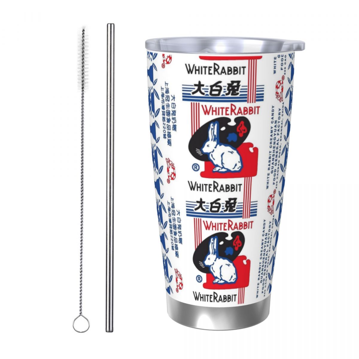 Tumbler 20Oz White - สีขาวกระต่าย Candy แก้วสแตนเลสแก้วฉนวนสูญญากาศความร้อนเย็นขวดหลอดพร้อมฝาปิด 20oz