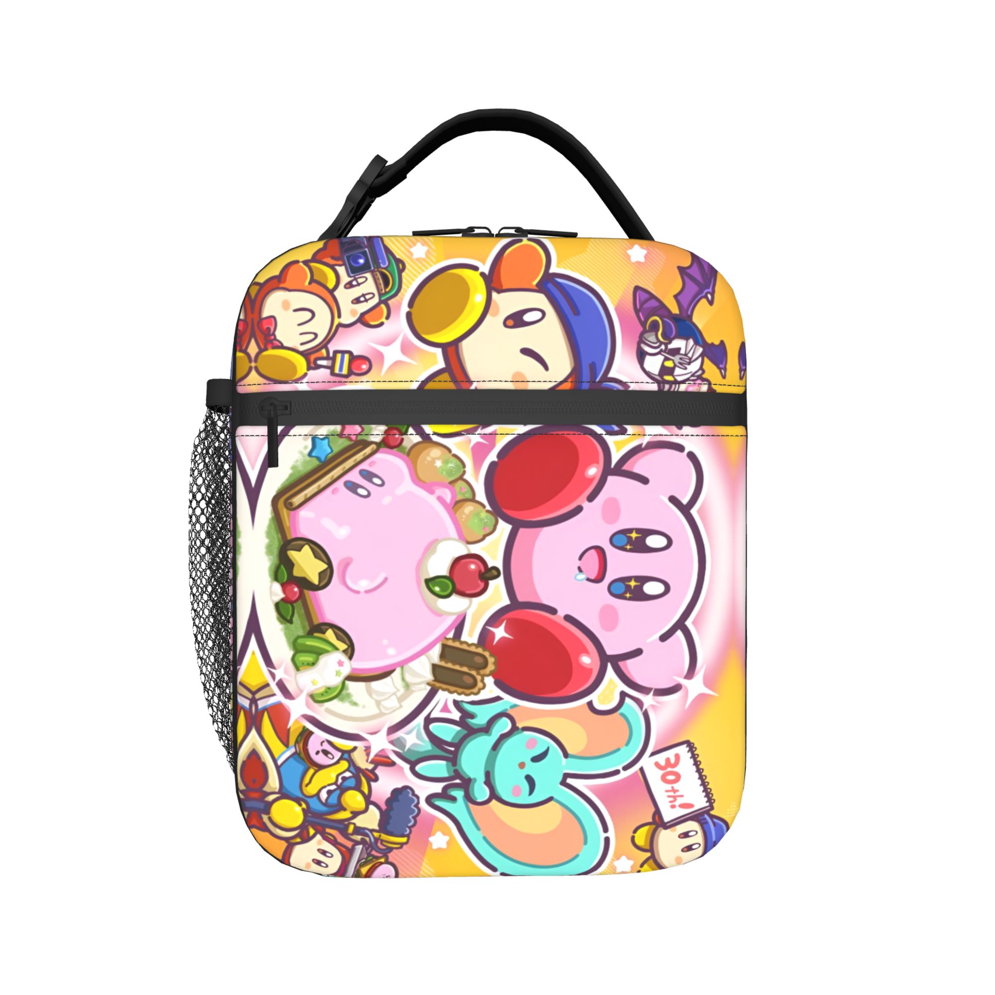Tote Bag Sublimation - กระเป๋าใส่อาหารกลางวันแบบมีฉนวนลายเค-เคอร์บี้แบบกำหนดเองสำหรับผู้หญิงผู้ชาย กล่องเบนโตะเก็บความเย็นแบบพกพา ลายการ์ตูน สำหรับโรงเรียน