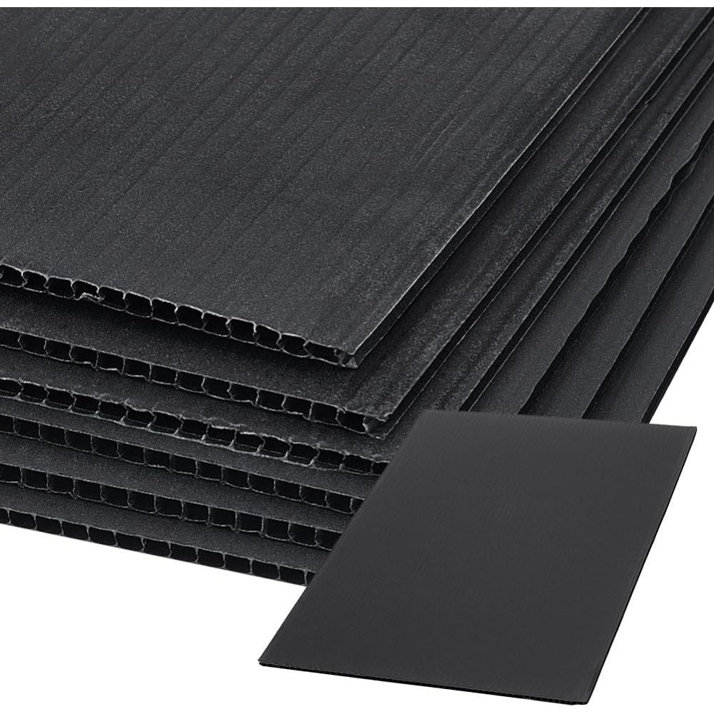 Yard Sign Blank - 10 ชิ้นลูกฟูกสีดําแผ่นพลาสติก 12x7.8 นิ้วทนทาน Blank Yard
