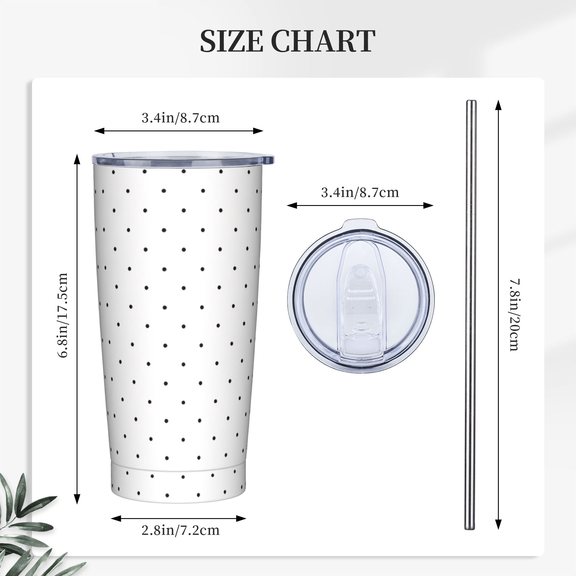 แก้วน้ำสแตนเลสลายจุดขาวดำพร้อม - Tumbler 20Oz White บทวิจารณ์และราคา
