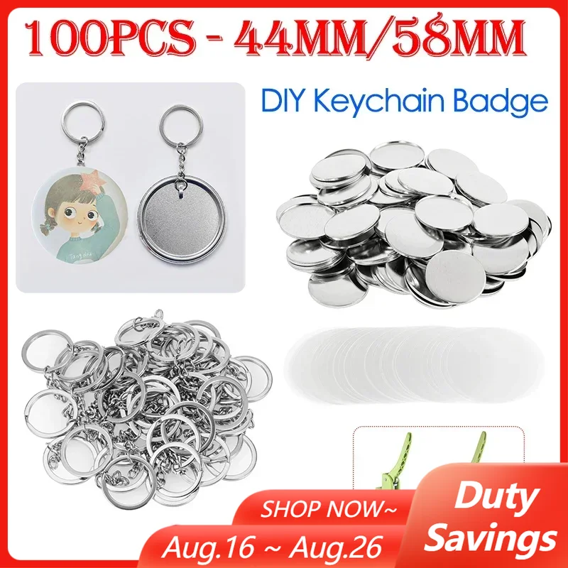 100PCS 44 มม.58 มม.พวงกุญแจ Ba - Button Badge Blank บทวิจารณ์และราคา