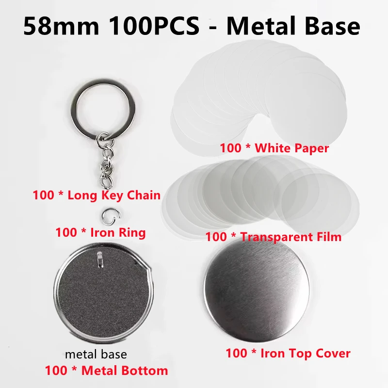 100PCS พลาสติกเปล่า/ปุ่มโลหะอุ - Button Badge Blank บทวิจารณ์และราคา