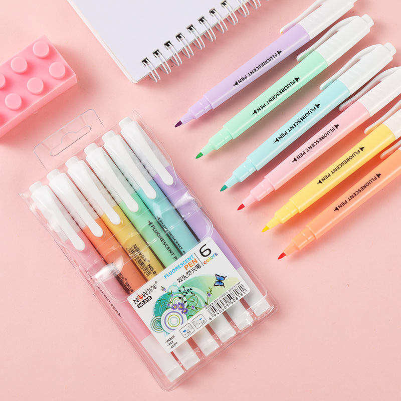 6 ชิ้น/เซ็ต Double HEAD Fluore - Stabilo Marker Boss บทวิจารณ์และราคา